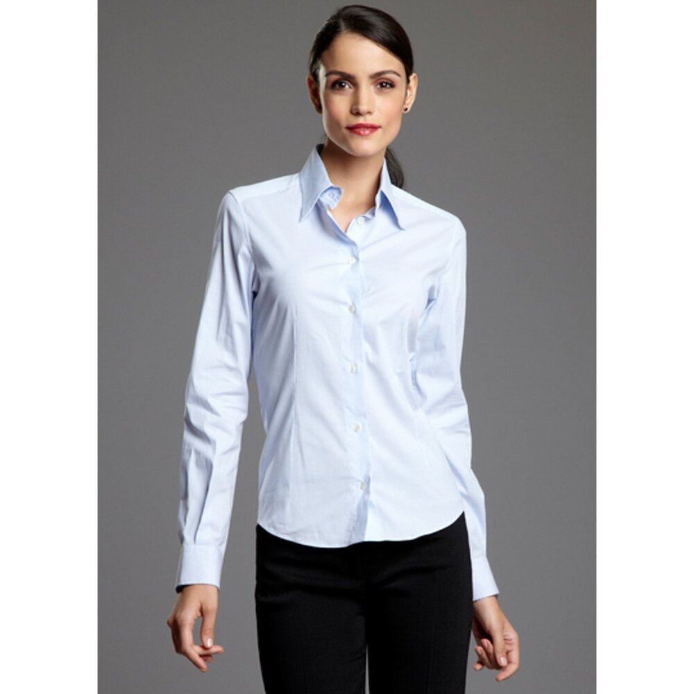 DOLCE & GABBANA Thin Blue & White Pinstripe Button Down Blouse